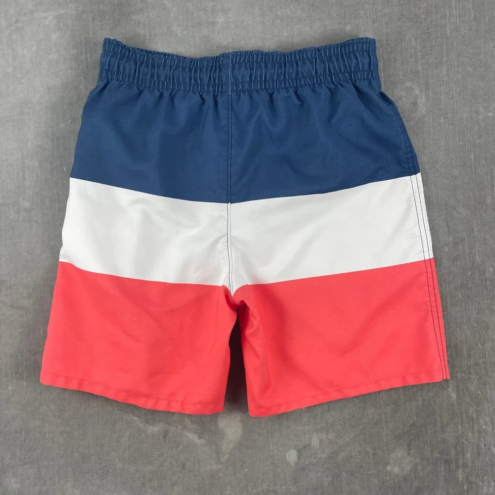 Abercrombie & Fitch Boys XL Blue White Red Swim Trunks Colorblock Shorts